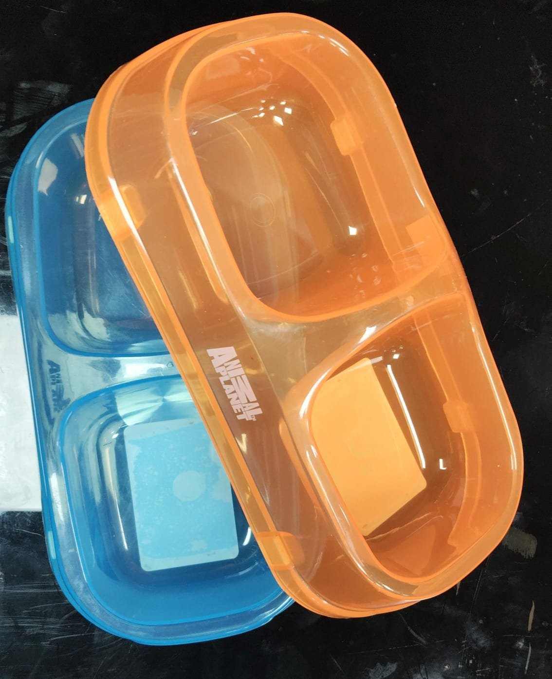 PLATO DOBLE TRASPARENTE P/MASCOTA COLORES SURTIDOS 24X9X4CM