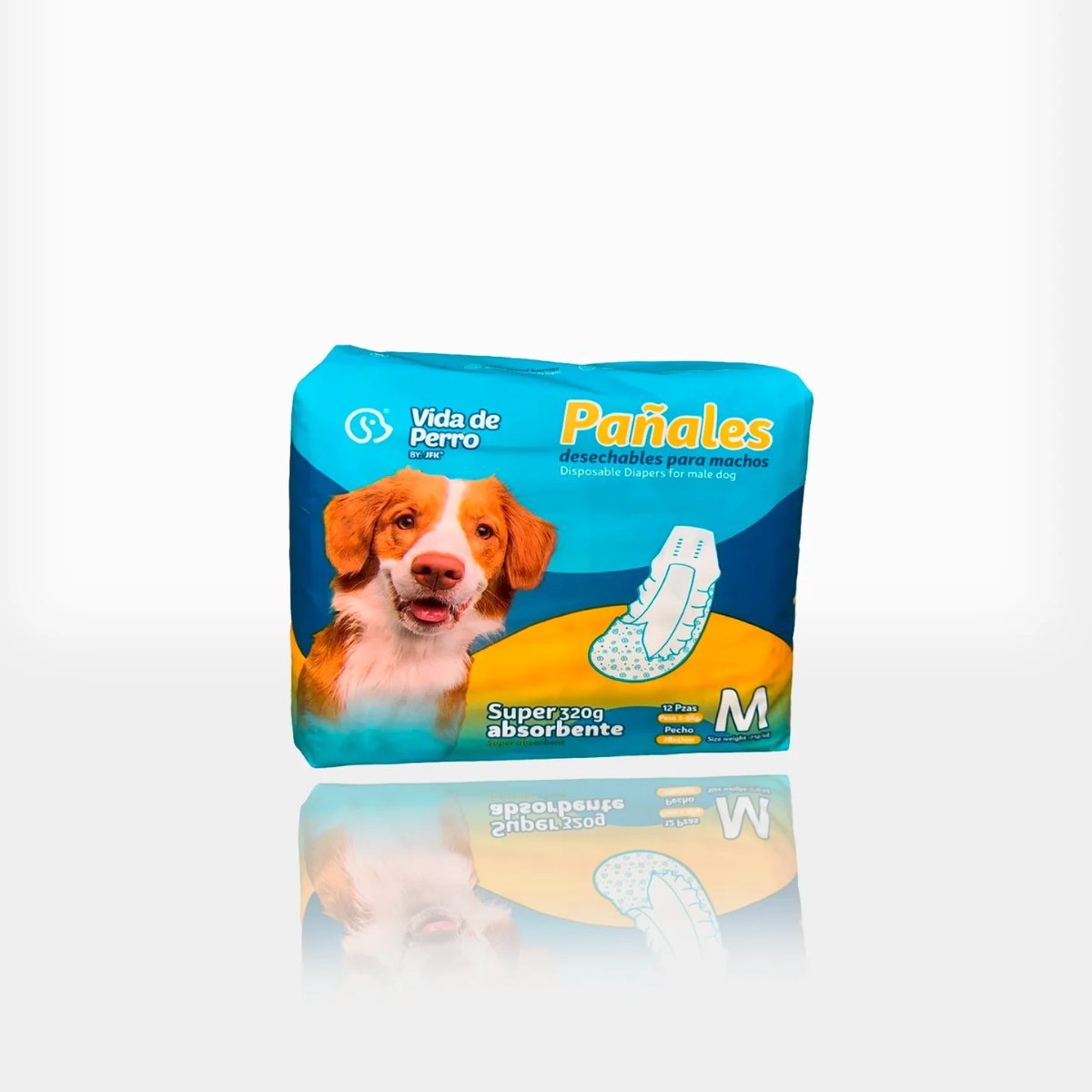 PAÑALES DESECHABLES MEDIANOS PARA MACHOS ( M) 320g 12 PZAS PESO 2 - 5KG