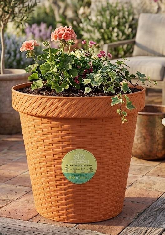 MACETA REDONDA NARANJA D16.5"
