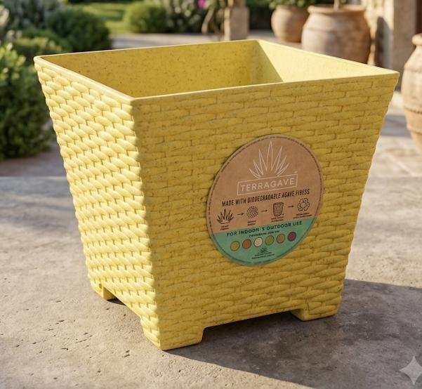 MACETA CUADRADA AMARILLO L10.2 H8.3
