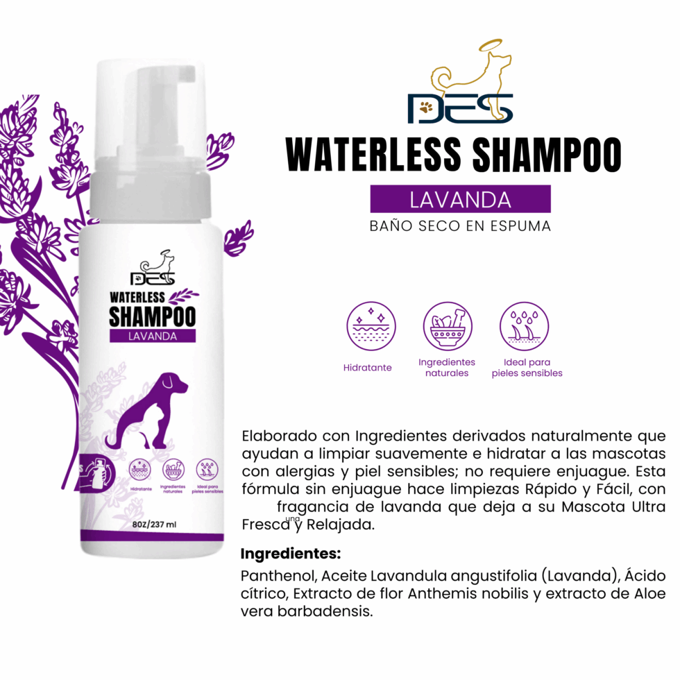 DES WATERLESS SHAMPOO LAVANDA (baño seco)